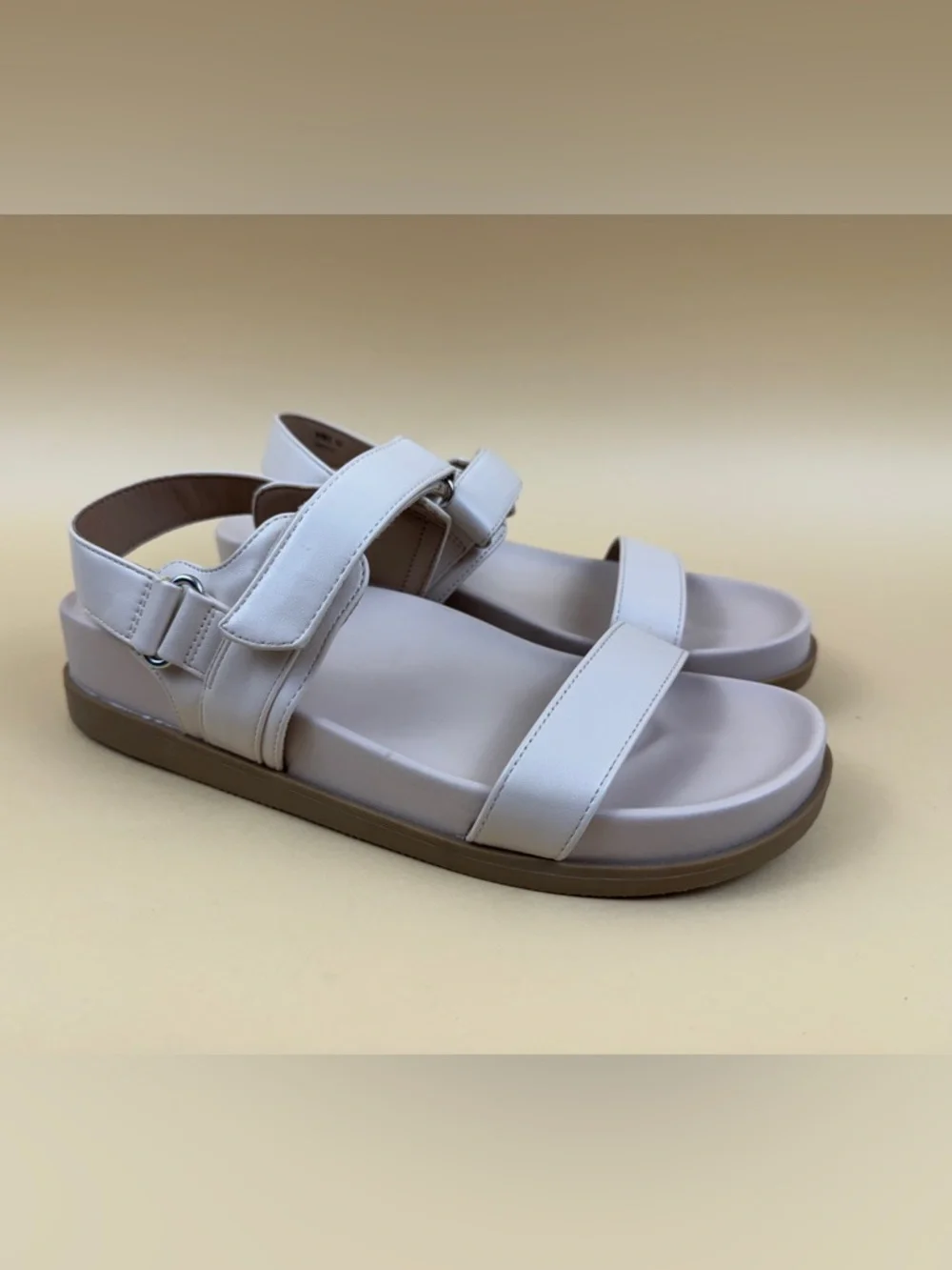 DV by Dolce Vita Argyle Women's Sandals Size 10 Beige Double Strap Slides NWOB - Picture 2 of 7